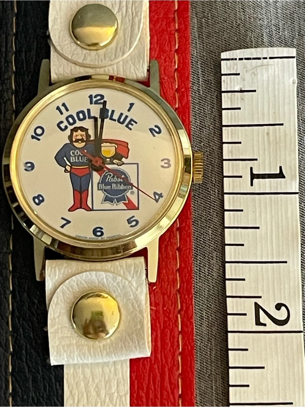 Rare Pabst Blue Ribbon Beer COOL BLUE Man Wrist Watch 1970's Swiss Made Marcel